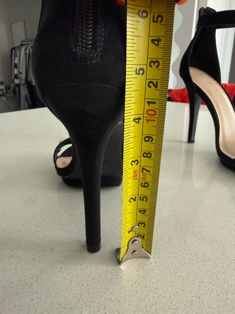 NWOT Black Faux Suede Pearl Strap Size 9 4.5” Heel Elegant Dress Stiletto Heel - Picture 8 of 10